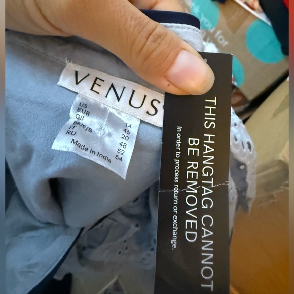 Nwt Venus Blue Eyelet One Shoulder Ruffle Blouse - Picture 3 of 5